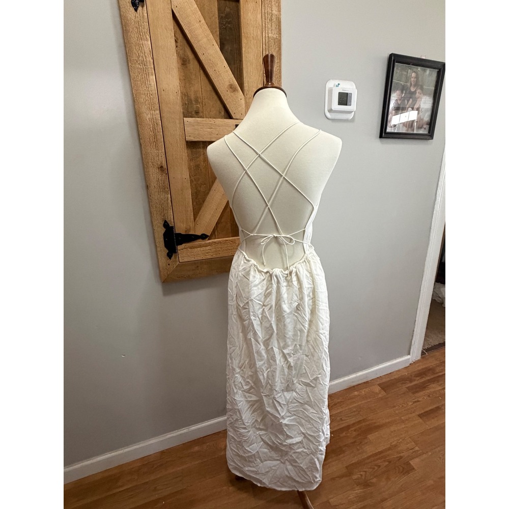 The Kooples White Cotton Modal Open Back Criss Cross Maxi Dress FROB24239K EU 3 - Picture 4 of 8